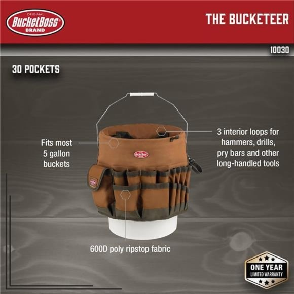 Bucket Boss The Bucketeer Bucket Tool Organizer in Brown - Picture 4 of 6